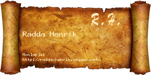 Radda Henrik névjegykártya